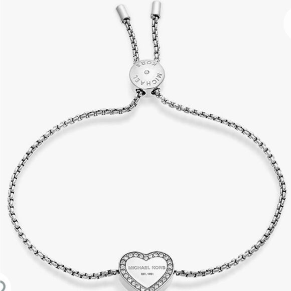 Michael Kors Stainless Steel Silver- Tone Slider Bracelet w/Crystal Accents - Picture 4 of 12